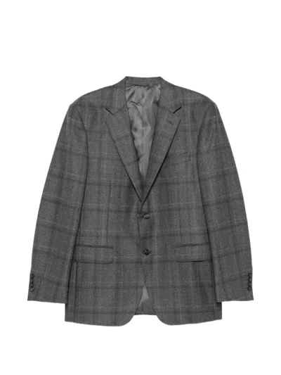 Canali Check Wool Blazer In Multi