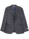 Canali Checked Blazer In Blue