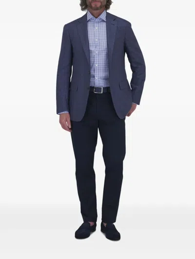 Canali Checked Blazer In Blue