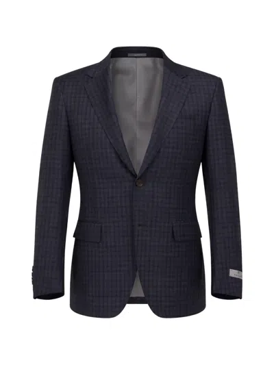 Canali Checked Blazer In Gray
