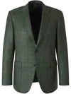 Canali Checked Blazer In Green