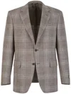 Canali Long-sleeved Plaid Blazer In Neutrals