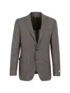 Canali Checked Button Suit In Brown
