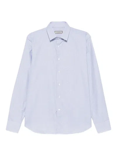 Canali Checked Cotton Shirt In Blue