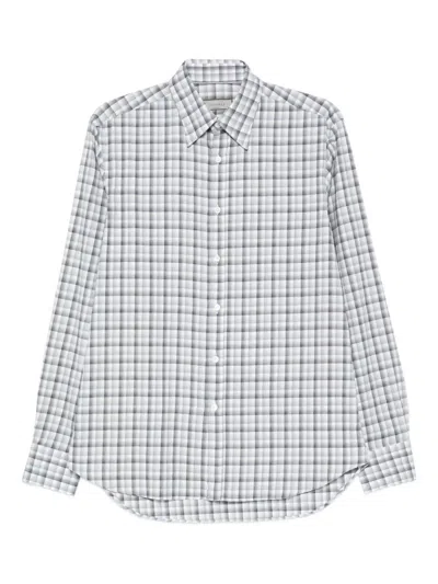 Canali Checked Cotton Shirt In Blue