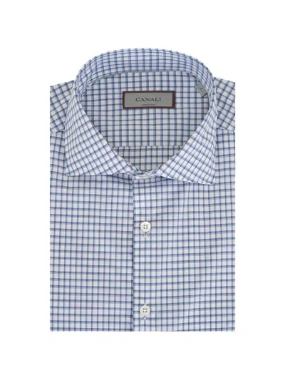 Canali Checked Cotton Shirt In Blue