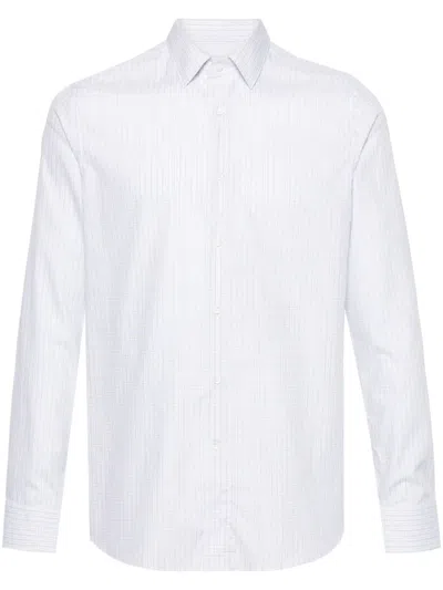 Canali Checked Cotton Shirt In White
