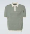 Canali Checked Linen And Silk Polo Shirt In 820