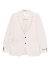 Canali Checked Linen-blend Blazer In Neutral