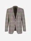 Canali Long-sleeved Plaid Blazer In Brown