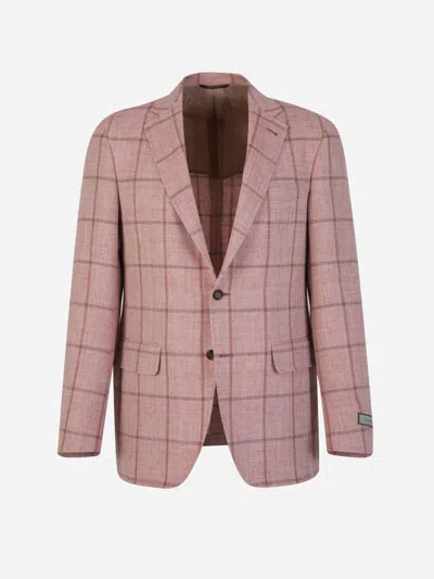 Canali Checked Blazer In Pink
