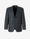 Canali Checked Blazer In Dark Green