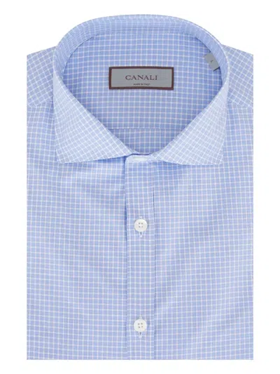 Canali Checked Shirt In Blue