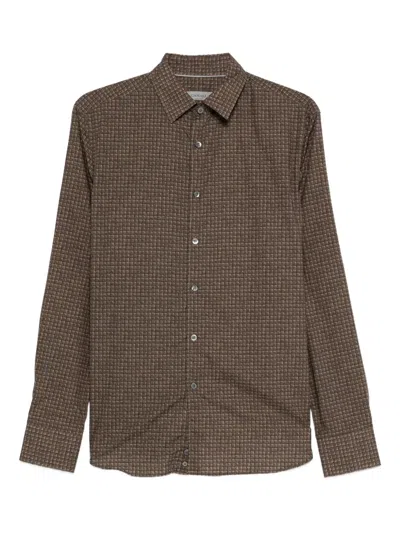 Canali Checked Shirt In Brown