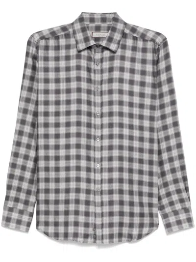Canali Checked Shirt In Grey
