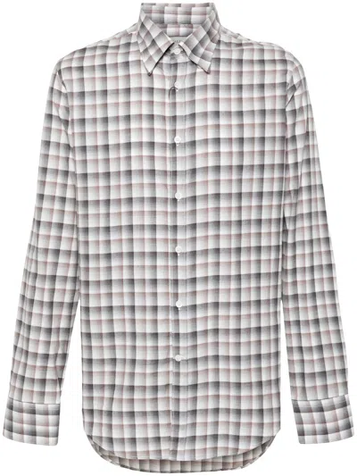 Canali Checked Shirt In White