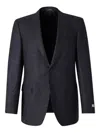 Canali Checked Single-breasted Blazer In Blue