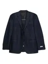 Canali Checked Single-breasted Blazer In Blue