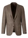 Canali Checked Single-breasted Blazer In Brown
