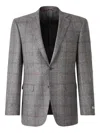 Canali Checked Single-breasted Blazer In Gray