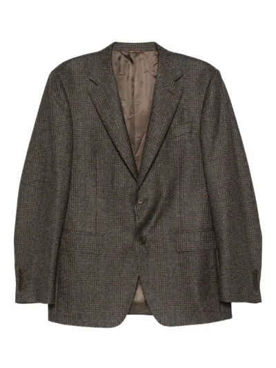 Canali Checked Single-breasted Blazer In Gray