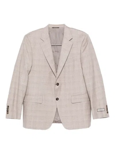 Canali Checked Single-breasted Suit In Neutral
