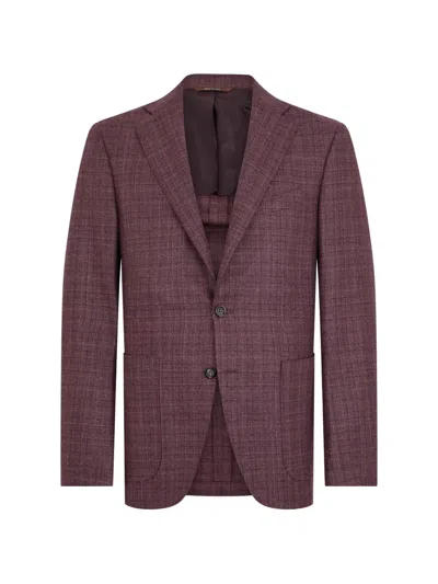 Canali Checked Single-breasted Blazer In Red