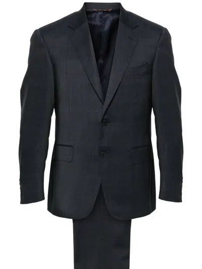 Canali Karierter Anzug In Blau