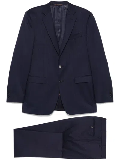 Canali Checked Suit In Blue