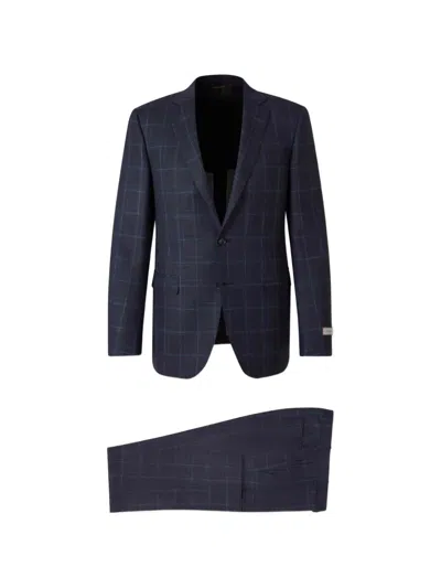Canali Checked Suit In Blue