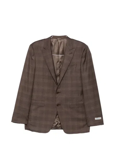 Canali Checked Suit In Brown