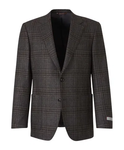 Canali Checked Suit Coat In Black