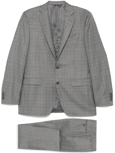Canali Checked Suit In Gray