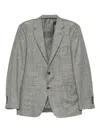 Canali Checked Two-button Blazer In Gray