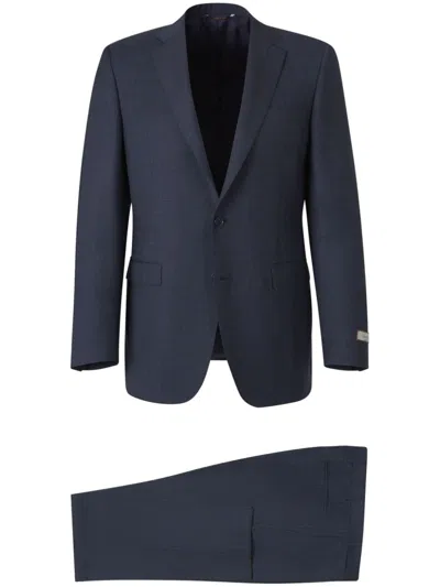 Canali Checked Two-piece Suit In Blue