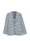 Canali Checked Two-button Blazer In Blue