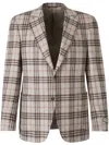Canali Checked Wool Blazer In Neutrals