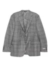 Canali Check-pattern Single-breasted Blazer In Gray