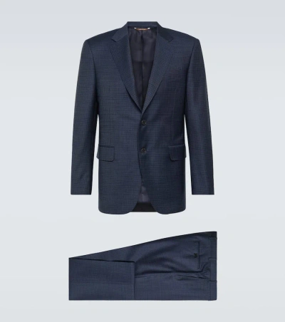 Canali Checked Wool Suit In Blue