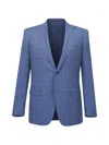 Canali Checkered Button Jacket In Blue