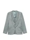 Canali Check-pattern Blazer In Blue