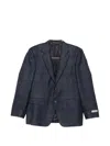 Canali Check-pattern Notched-lapel Blazer In Blue