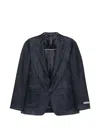 Canali Check-pattern Single-breasted Blazer In Blue
