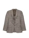 Canali Check-pattern Single-breasted Blazer In Brown