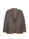 Canali Check-pattern Single-breasted Blazer In Brown