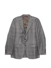 Canali Check-pattern Single-breasted Blazer In Gray
