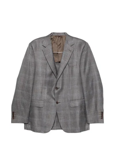 CANALI CHECK-PATTERN SINGLE-BREASTED BLAZER