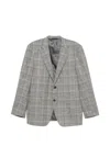 Canali Check-pattern Single-breasted Blazer In Gray