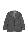 Canali Check-pattern Single-breasted Blazer In Gray
