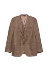 Canali Check-pattern Single-breasted Jacket In Brown